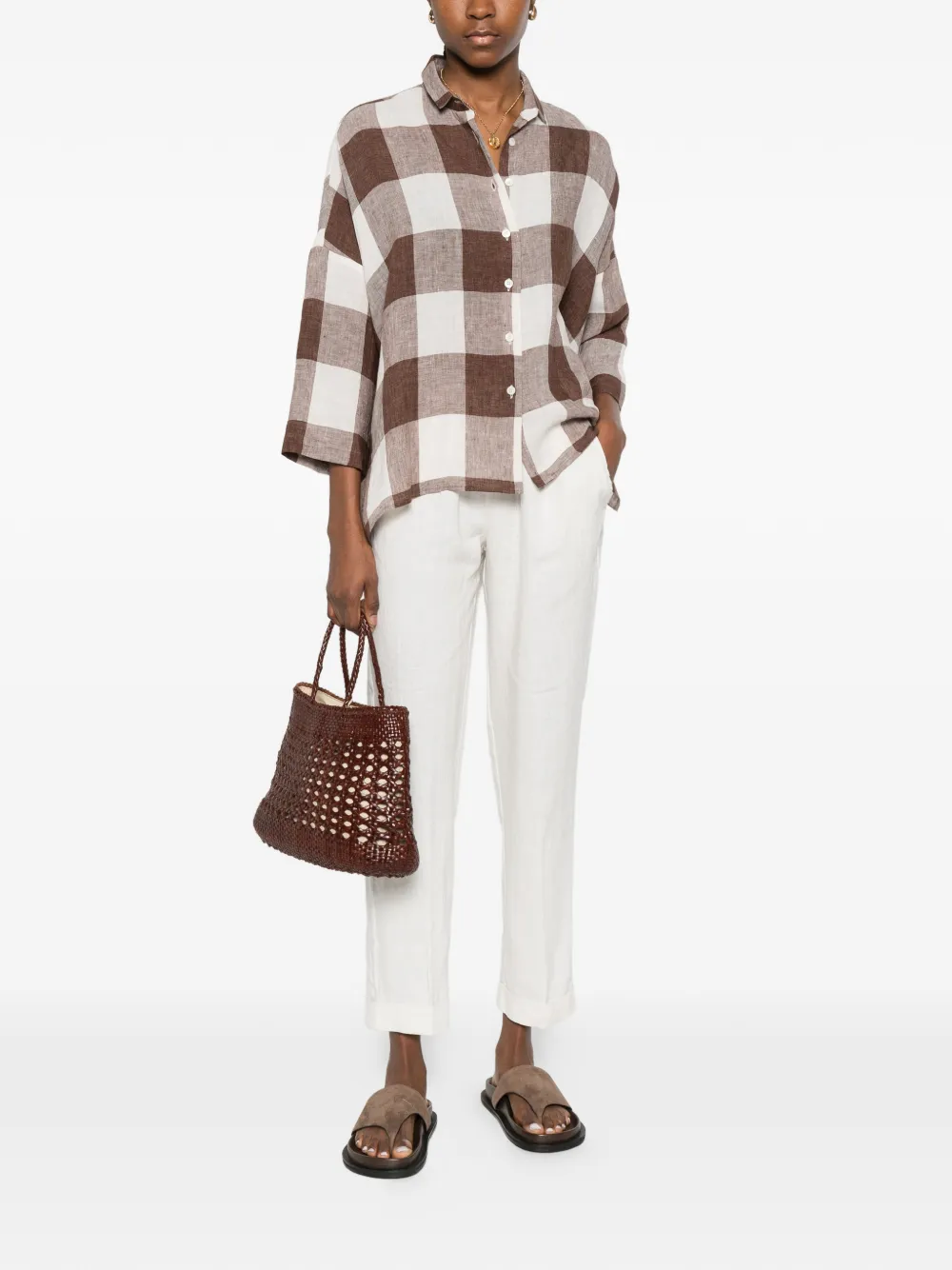  Rosso 35 Check Shirt - Brown 