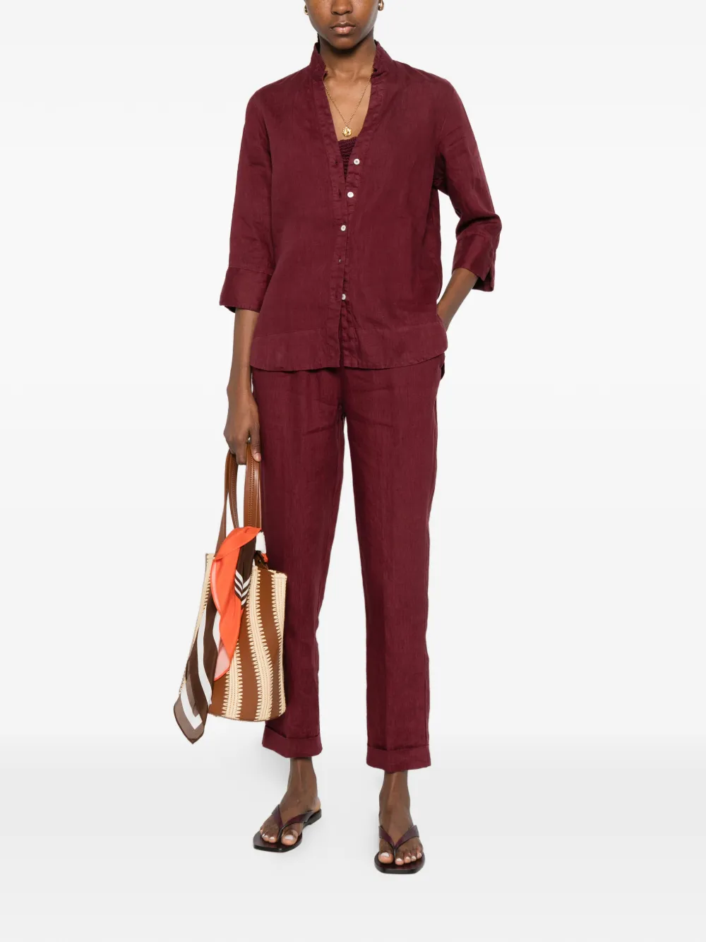  Rosso 35 Button Three-quarter Sleeve Shirt - Red 