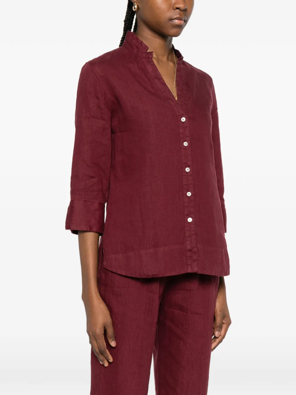  Rosso 35 Button Three-quarter Sleeve Shirt - Red 
