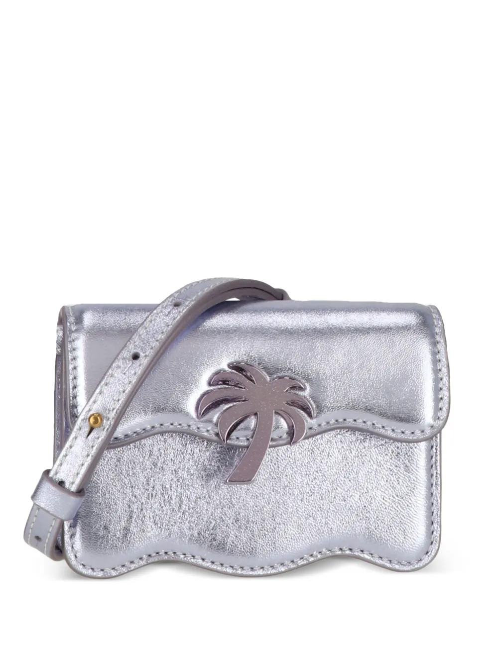 Palm Angels metallic leather cross body bag - Argento