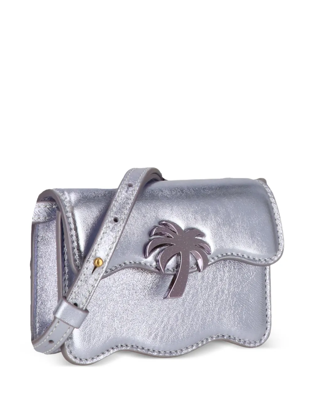 Palm Angels Palm metallic leren crossbodytas Zilver