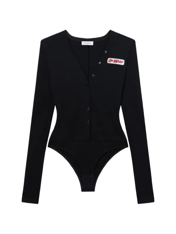 Off-White Heavy Jersey Button-up Bodysuit in Black