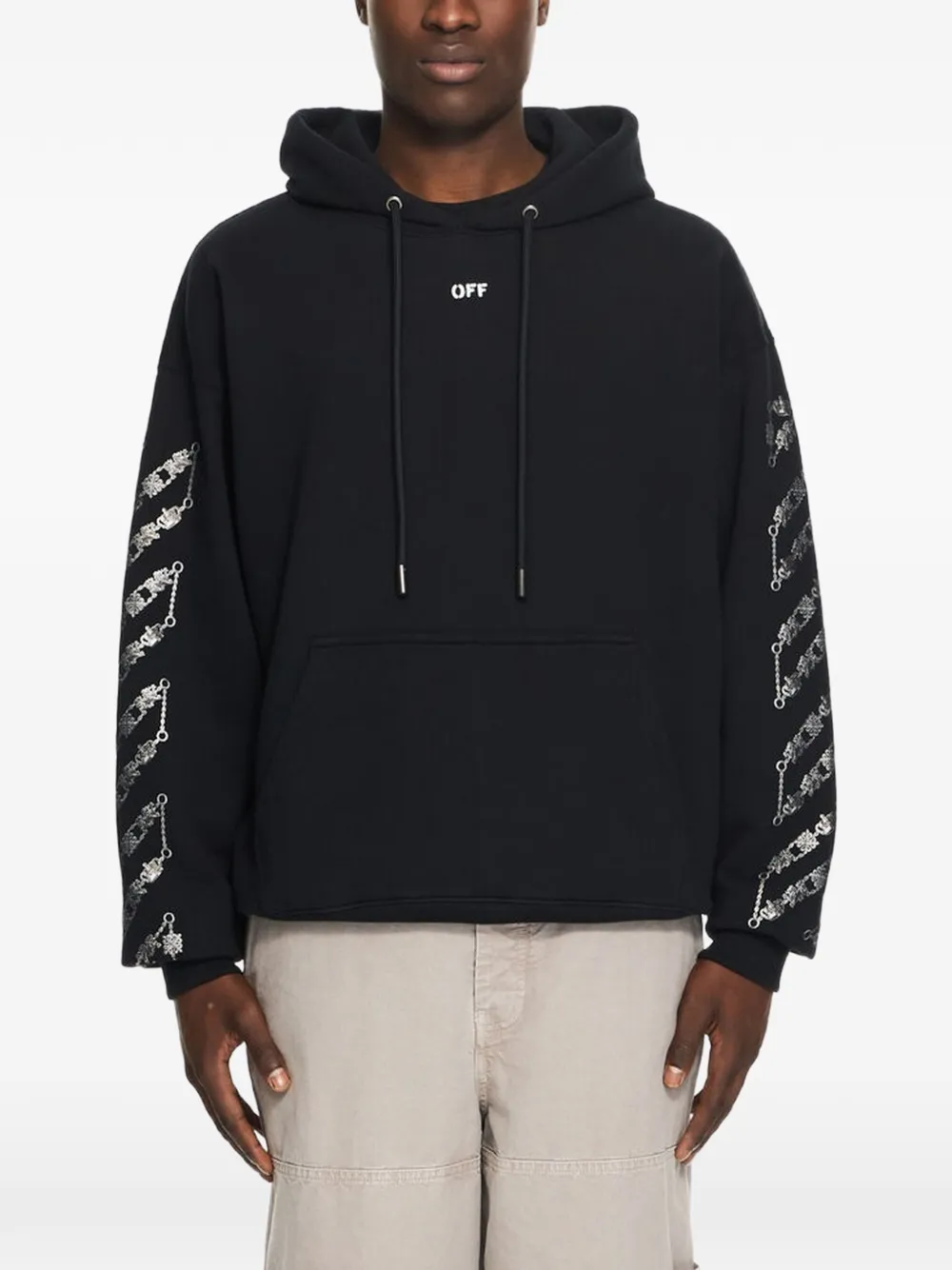 Off-White Chain Arrow Diagonal drawstring hoodie - Nero