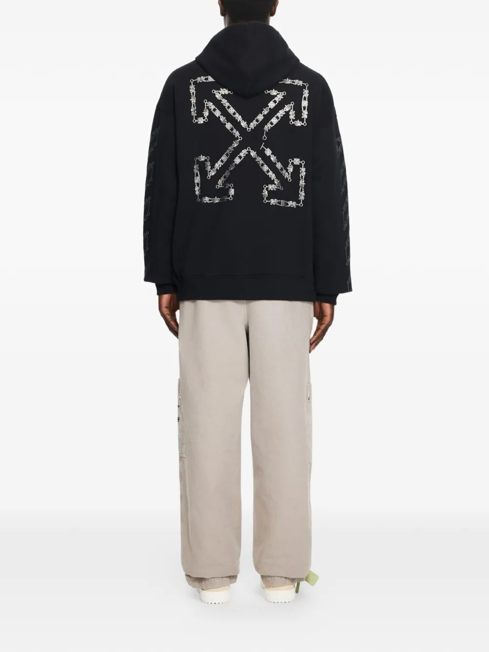  Off-white Sudadera Chain Arrow Diagonal Con Capucha - Negro 