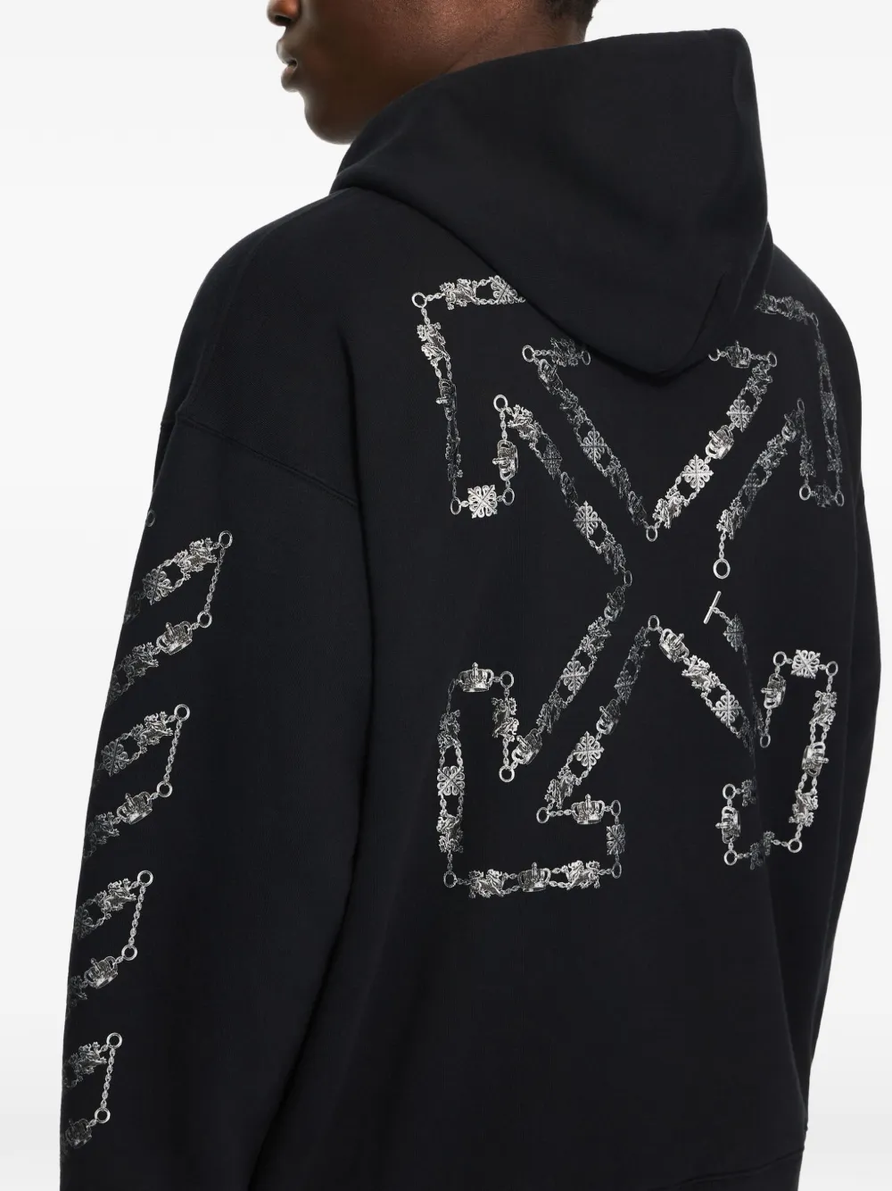 Off-White Chain Arrow Diagonal hoodie met trekkoord Zwart