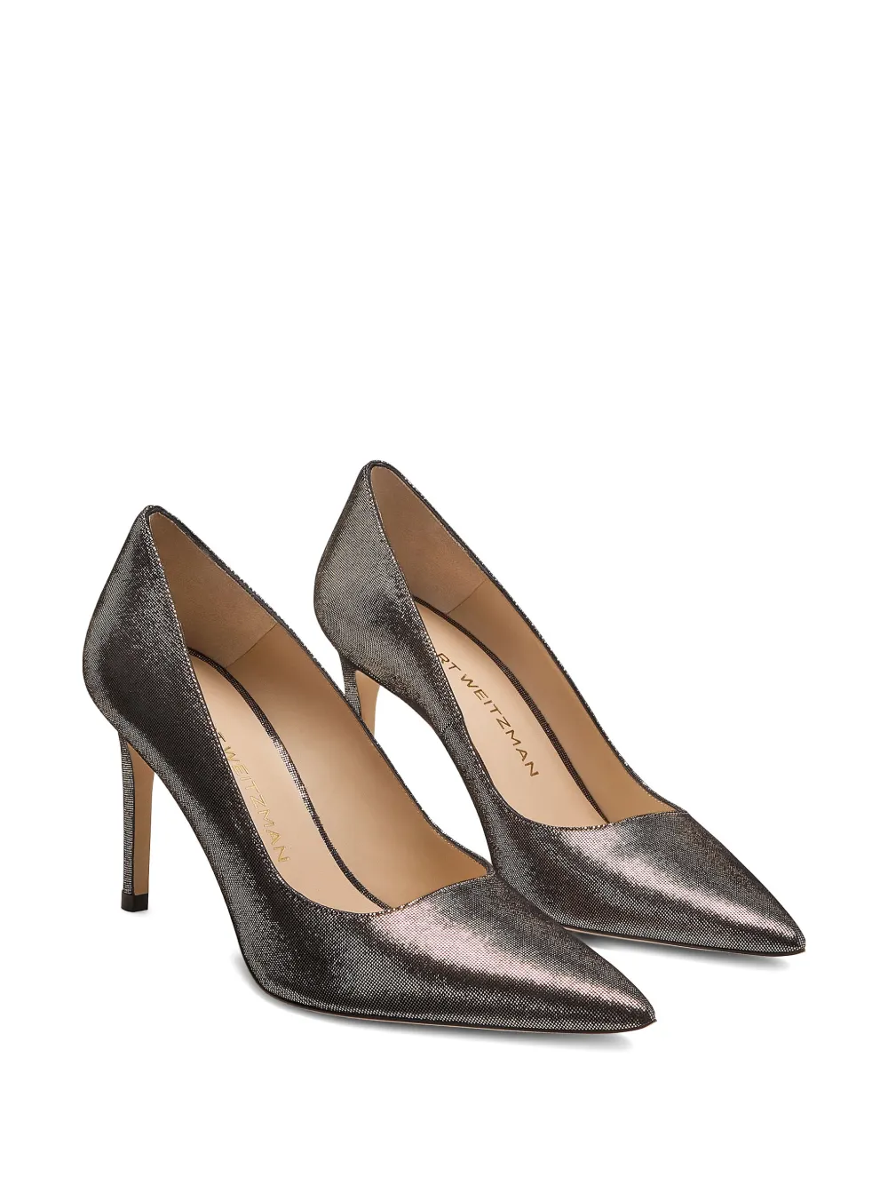 Stuart Weitzman Power pointed pump Zilver