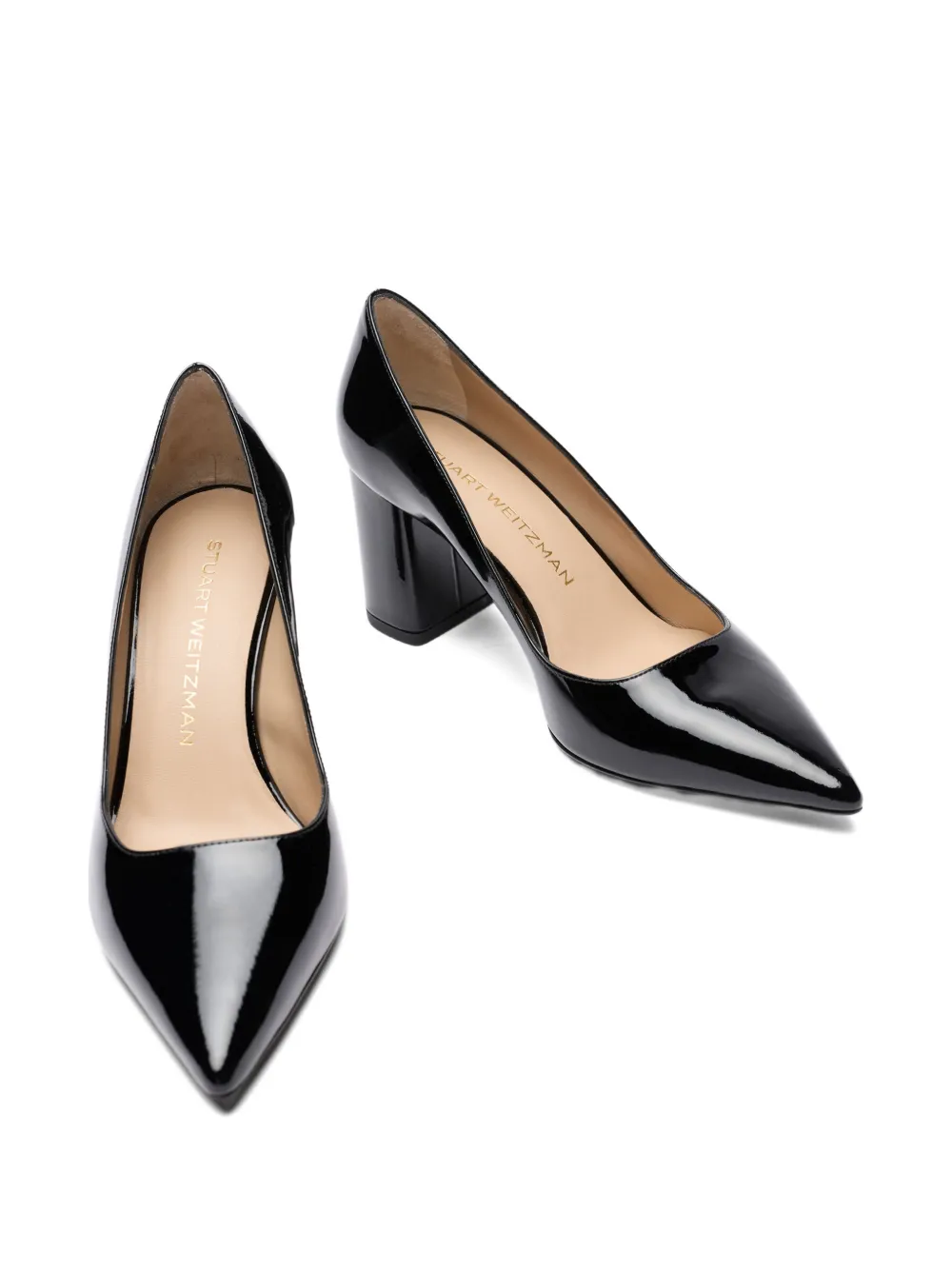 Stuart Weitzman Power block-heel pointed pumps Zwart