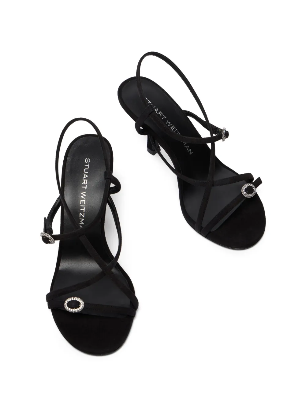 Stuart Weitzman Sandalen met bandjes en kristallen Zwart