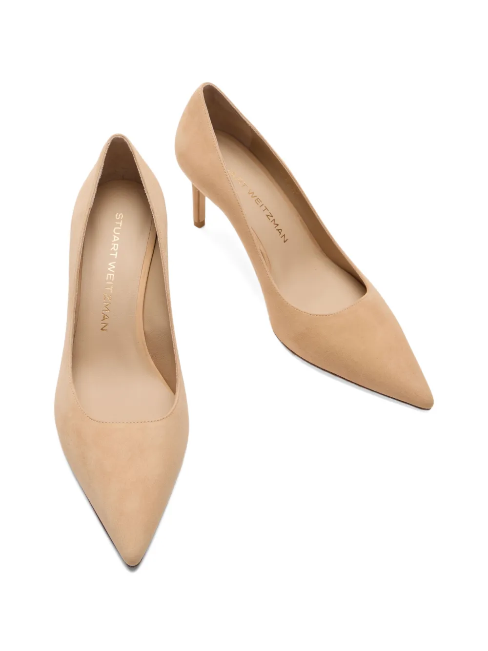 Stuart Weitzman Power pumps met puntige neus Beige