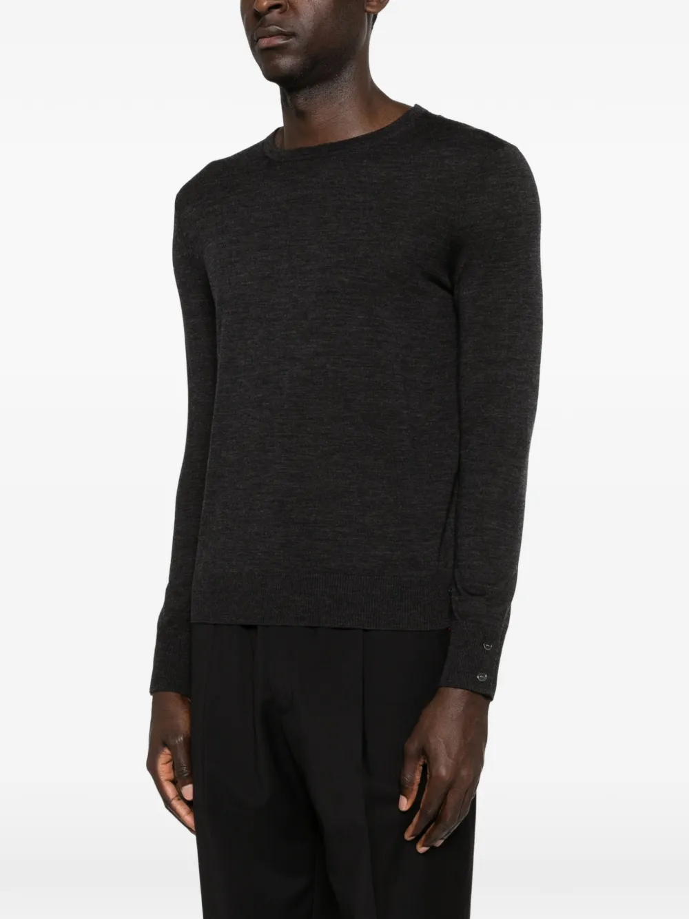 Ivory Paris Button-cuff Crew-neck Sweater - Grey 