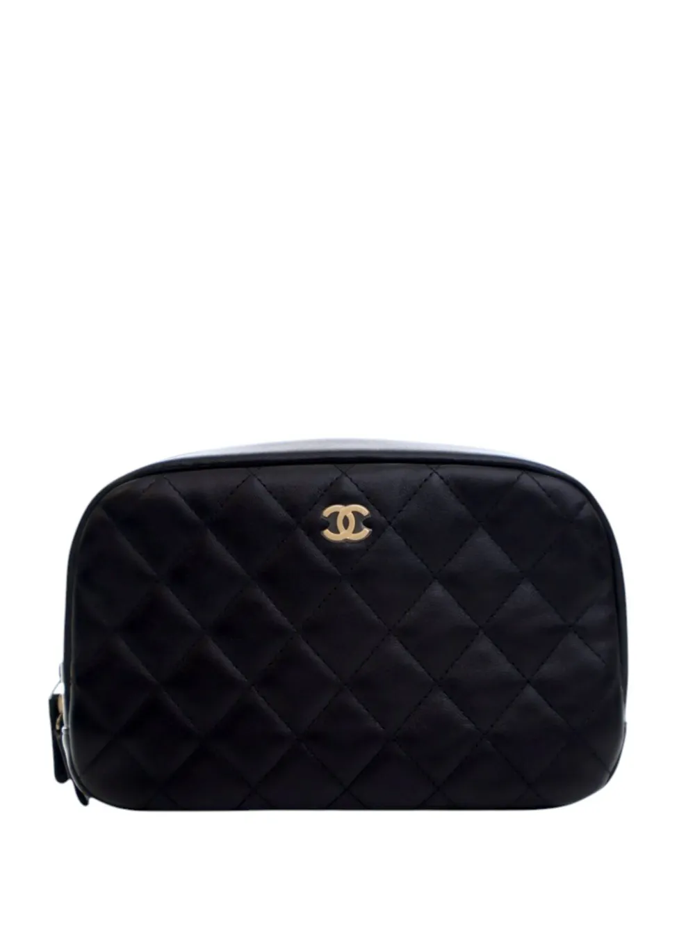 CHANEL Pre-Owned 2019 Medium Quilted Lambskin Curvy Cosmetic pouch - Nero