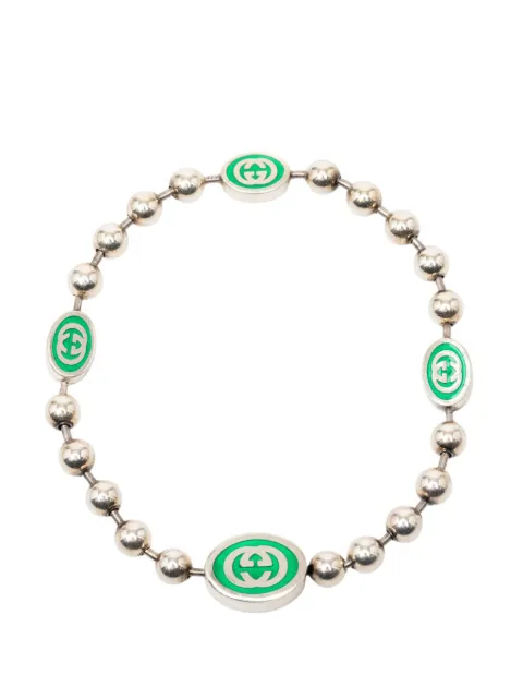 Gucci Pre-Owned pulsera Interlocking G Enamel Ball Chain en plata de ley 2000-2015