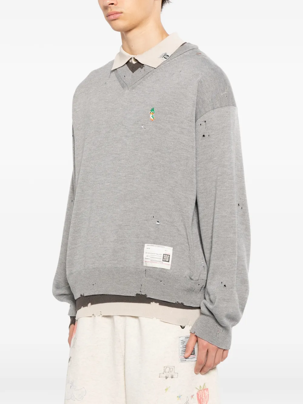  Maison Mihara Yasuhiro Distressed Sweatshirt - Neutrals 