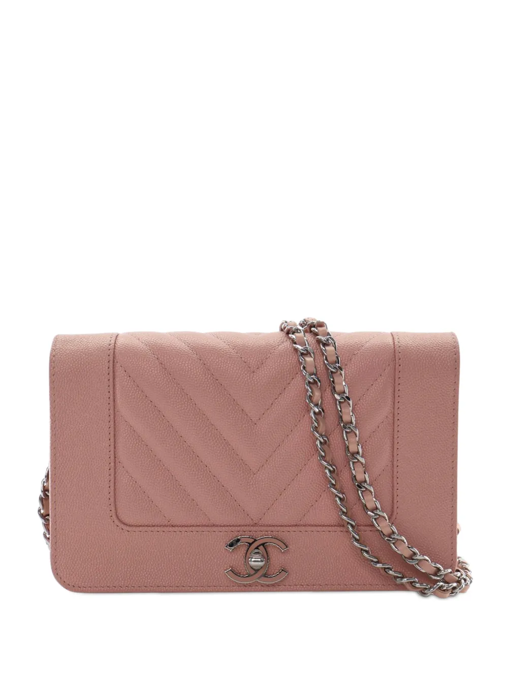 CHANEL Pre-Owned 2019 Chevron Caviar Mademoiselle Wallet On Chain crossbody bag - Rosa