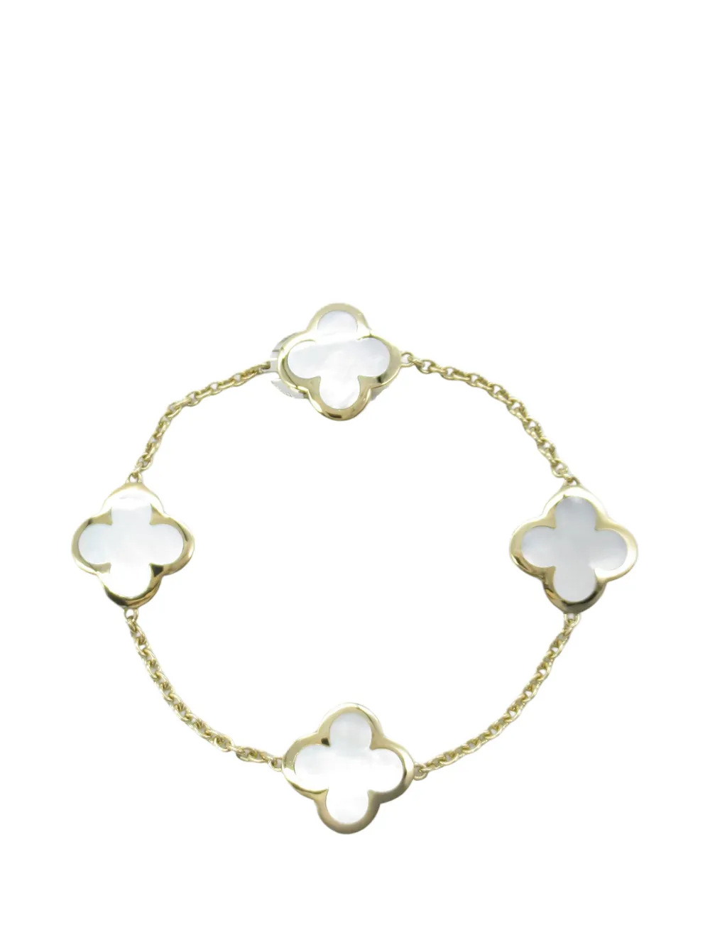 Van Cleef & Arpels Pre-Owned 2015-2025 18K Yellow Gold and Mother of Pearl Pure Alhambra bracelet - Bianco