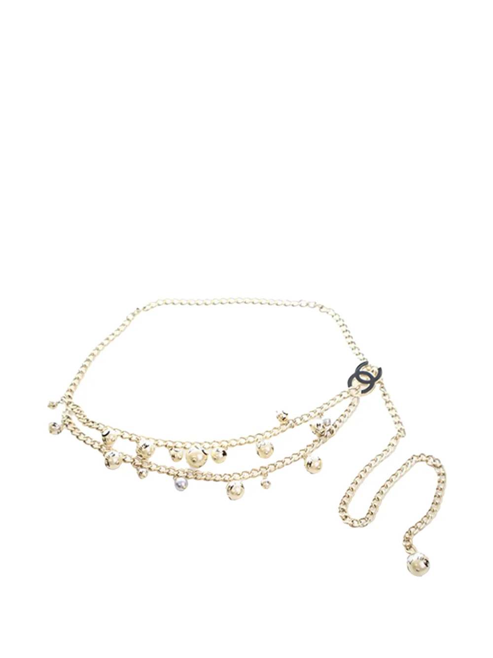 CHANEL Pre-Owned Cintura a catena CC placcata oro con perle sintetiche 2006