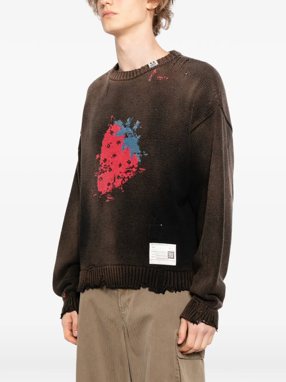  Maison Mihara Yasuhiro Distressed Graphic Jumper - Brown 