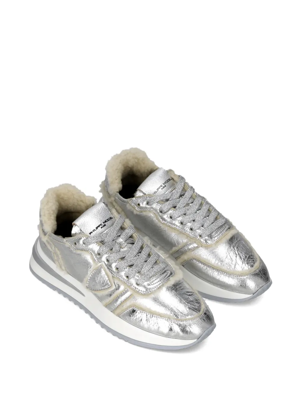 Philippe Model Paris Tropez 2.1 sneakers met lammy vlakken Zilver