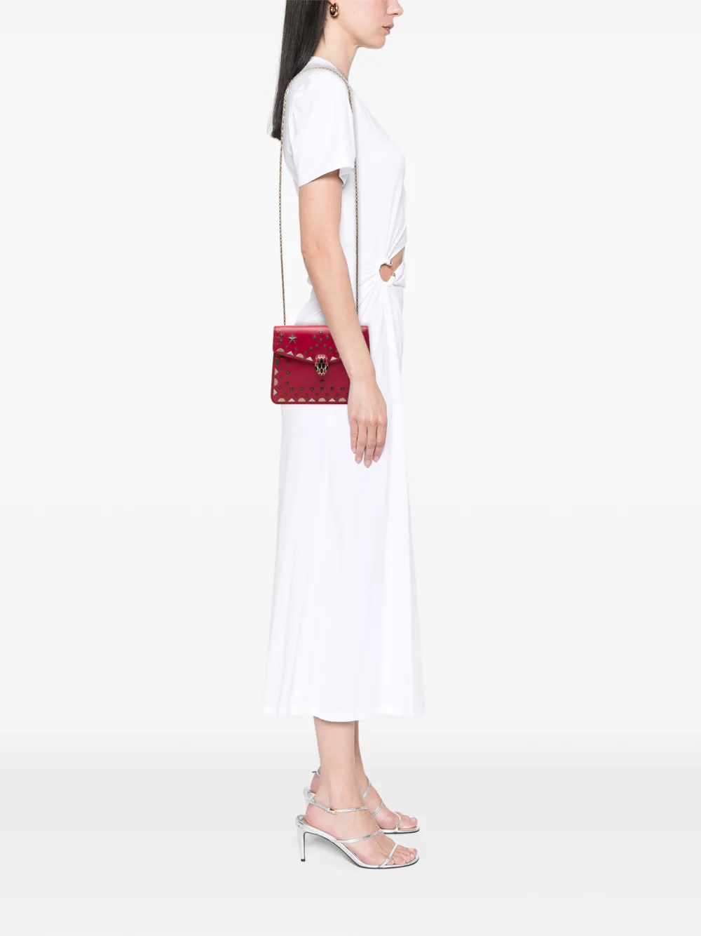  Bvlgari Pre-owned Petit Sac à Bandoulière Laser Cut Square Serpenti Forever Chain (2010-2026) - Rouge 