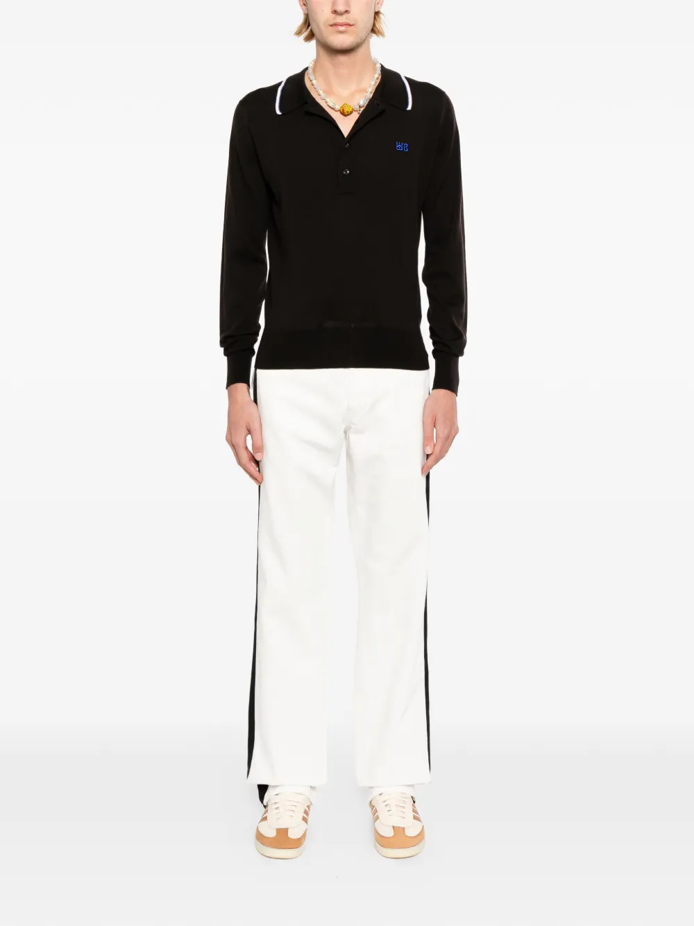 Wales Bonner x John Smedley Henry poloshirt Bruin