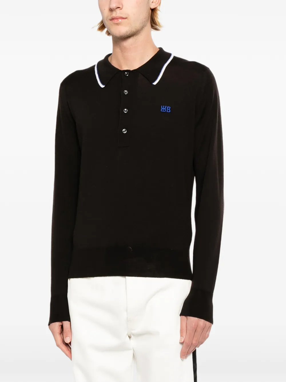 Wales Bonner x John Smedley Henry poloshirt Bruin