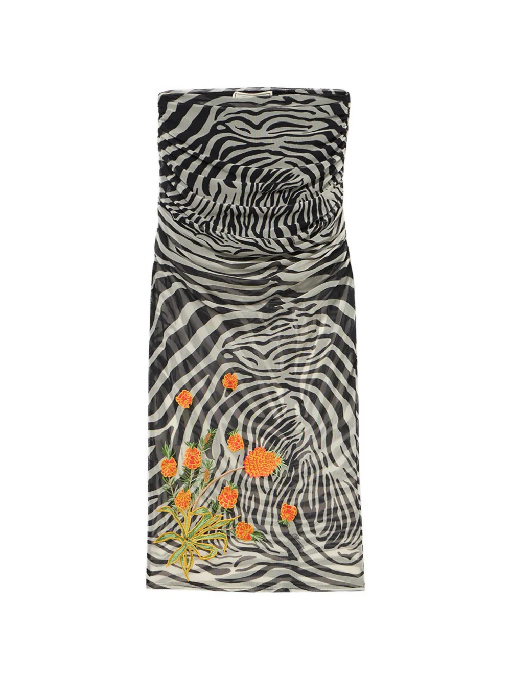 Blumarine zebra-print embroidered skirt - Nero