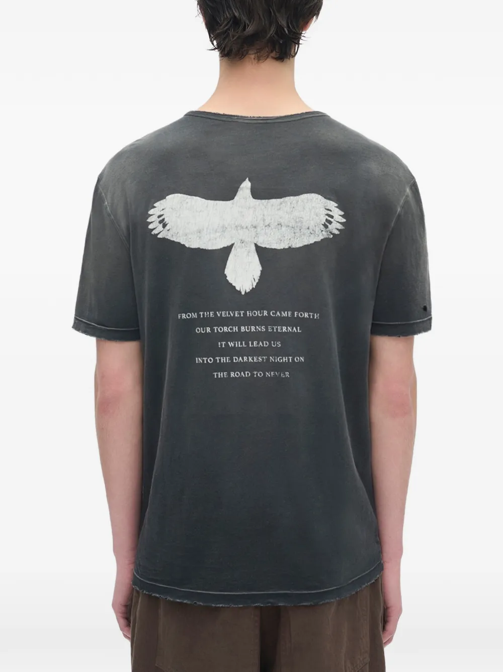 Ann Demeulemeester Eternal Eagle katoenen T-shirt Zwart