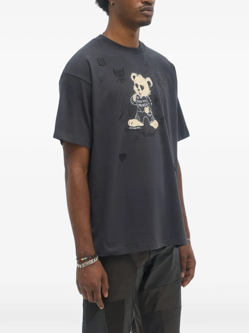 DOMREBEL Moi T-shirt met print Zwart