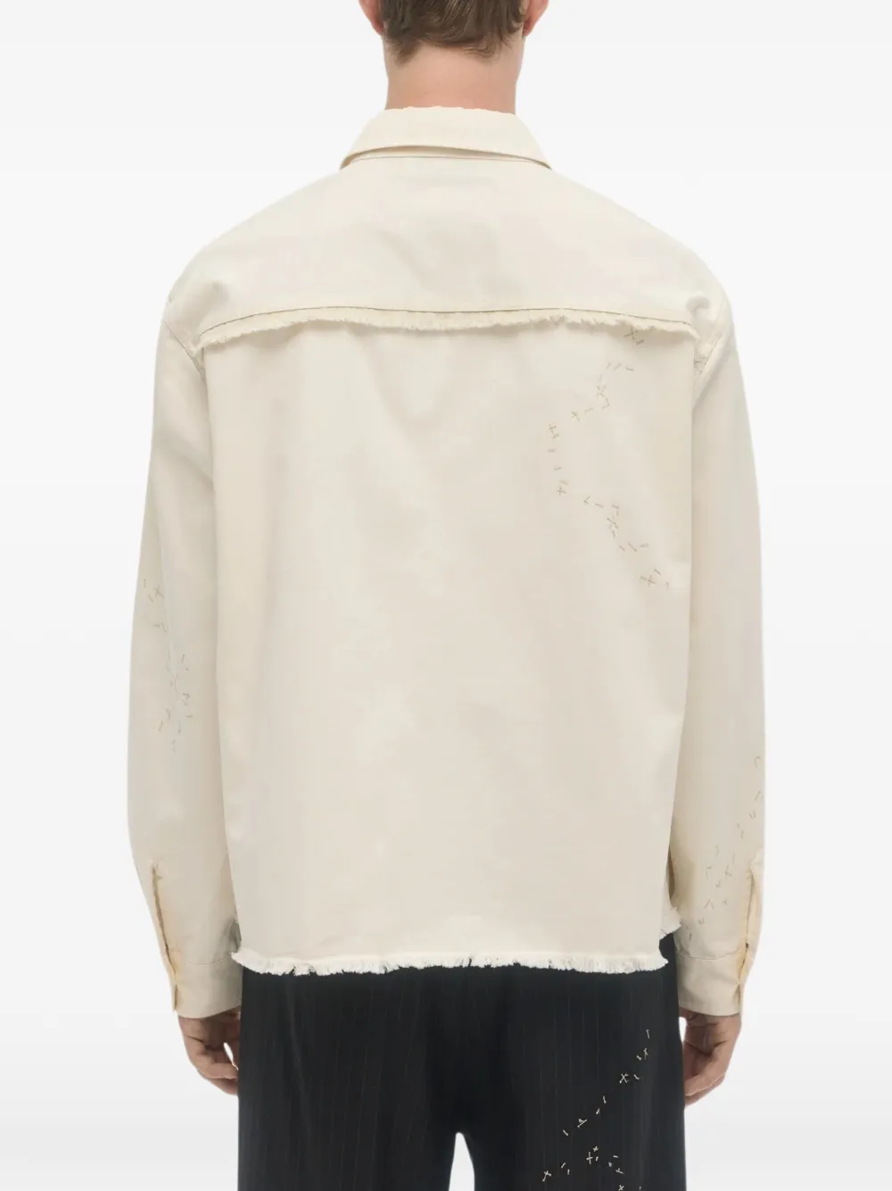 DOMREBEL Sleazer cropped shirtjack met franje Beige