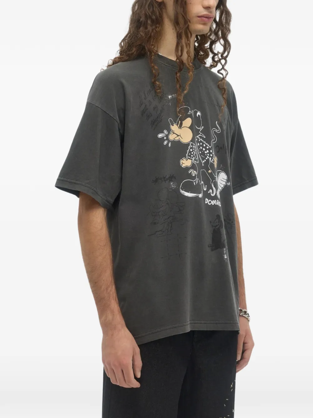 DOMREBEL Spit T-shirt met stripprint Grijs