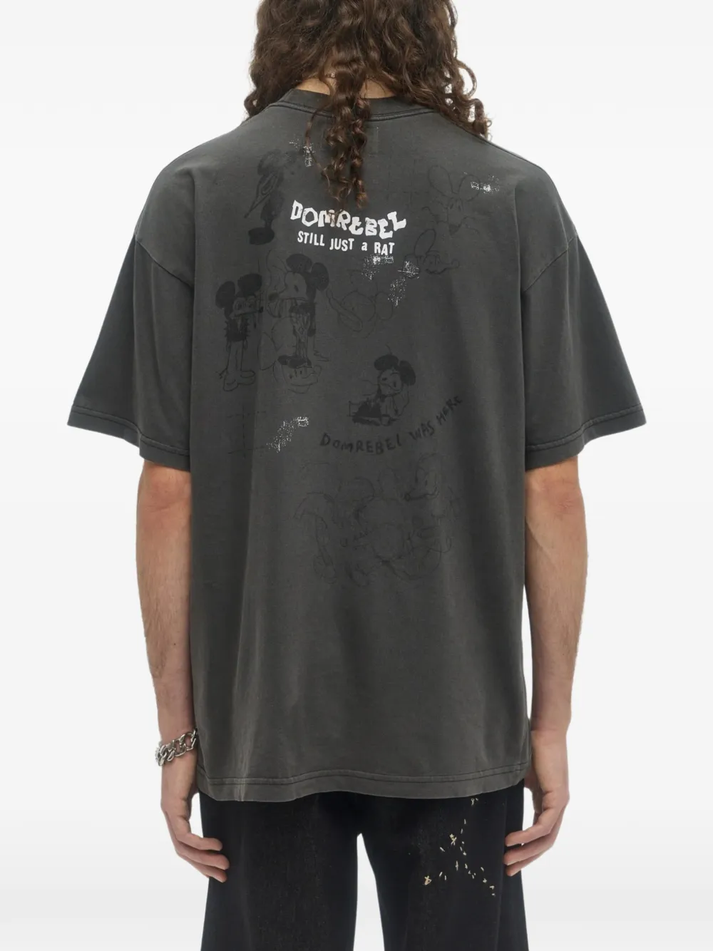 DOMREBEL Spit T-shirt met stripprint Grijs