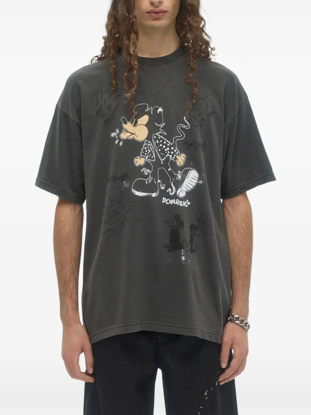 DOMREBEL Spit T-shirt met stripprint Grijs