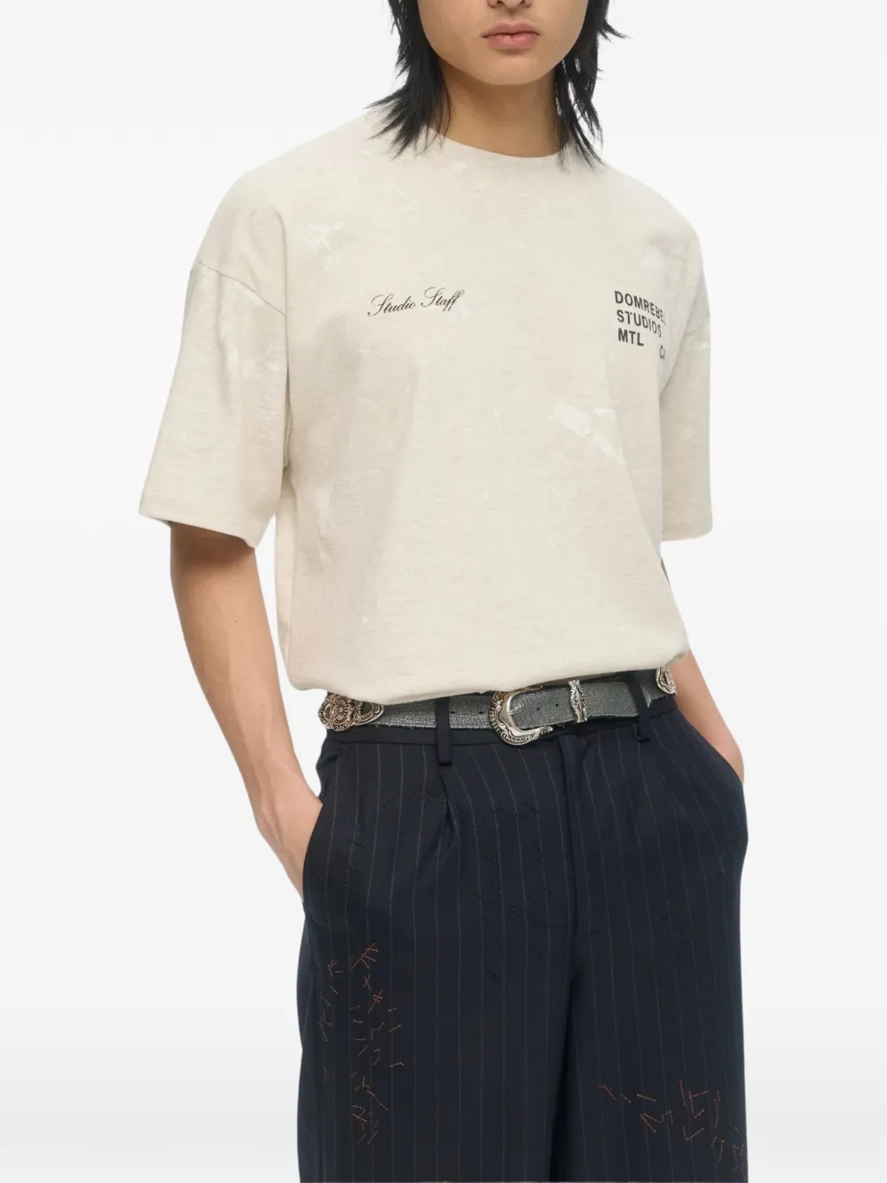 DOMREBEL Staff T-shirt met ronde hals Beige