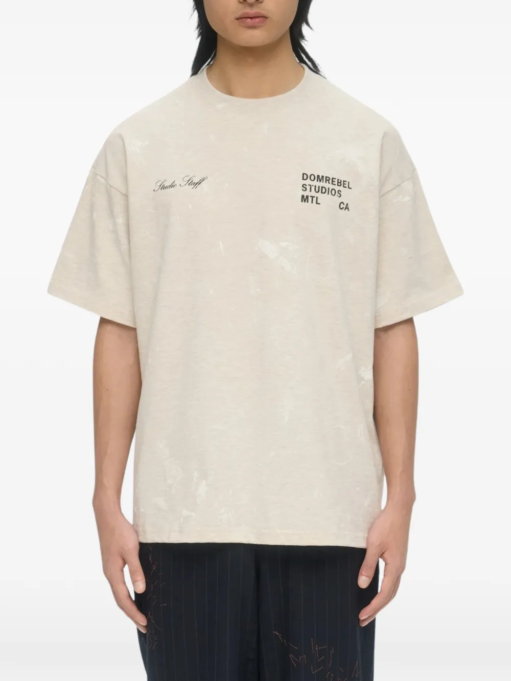 DOMREBEL Staff T-shirt met ronde hals Beige