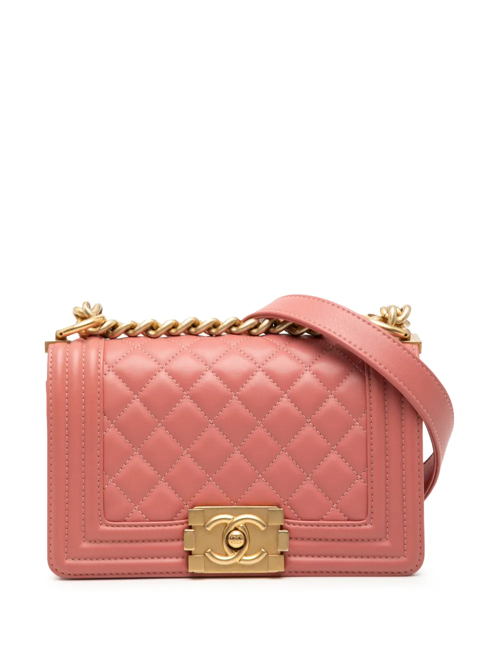 CHANEL Pre-Owned Borsa a tracolla Boy piccola in pelle di agnello trapuntata 2019 - Rosa