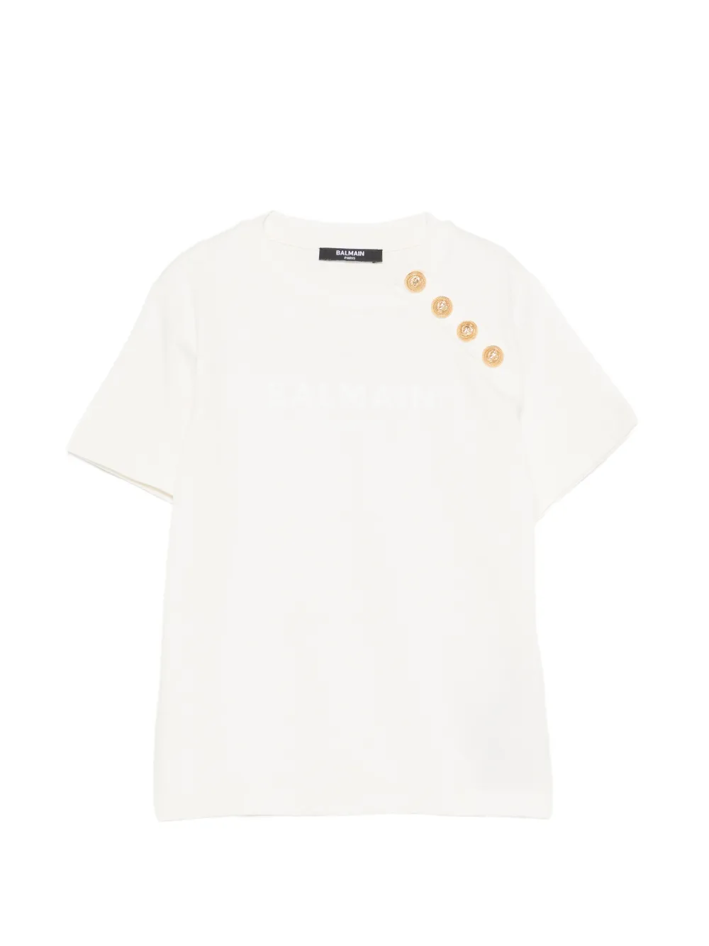 Balmain Kids button detail T-shirt - Toni neutri