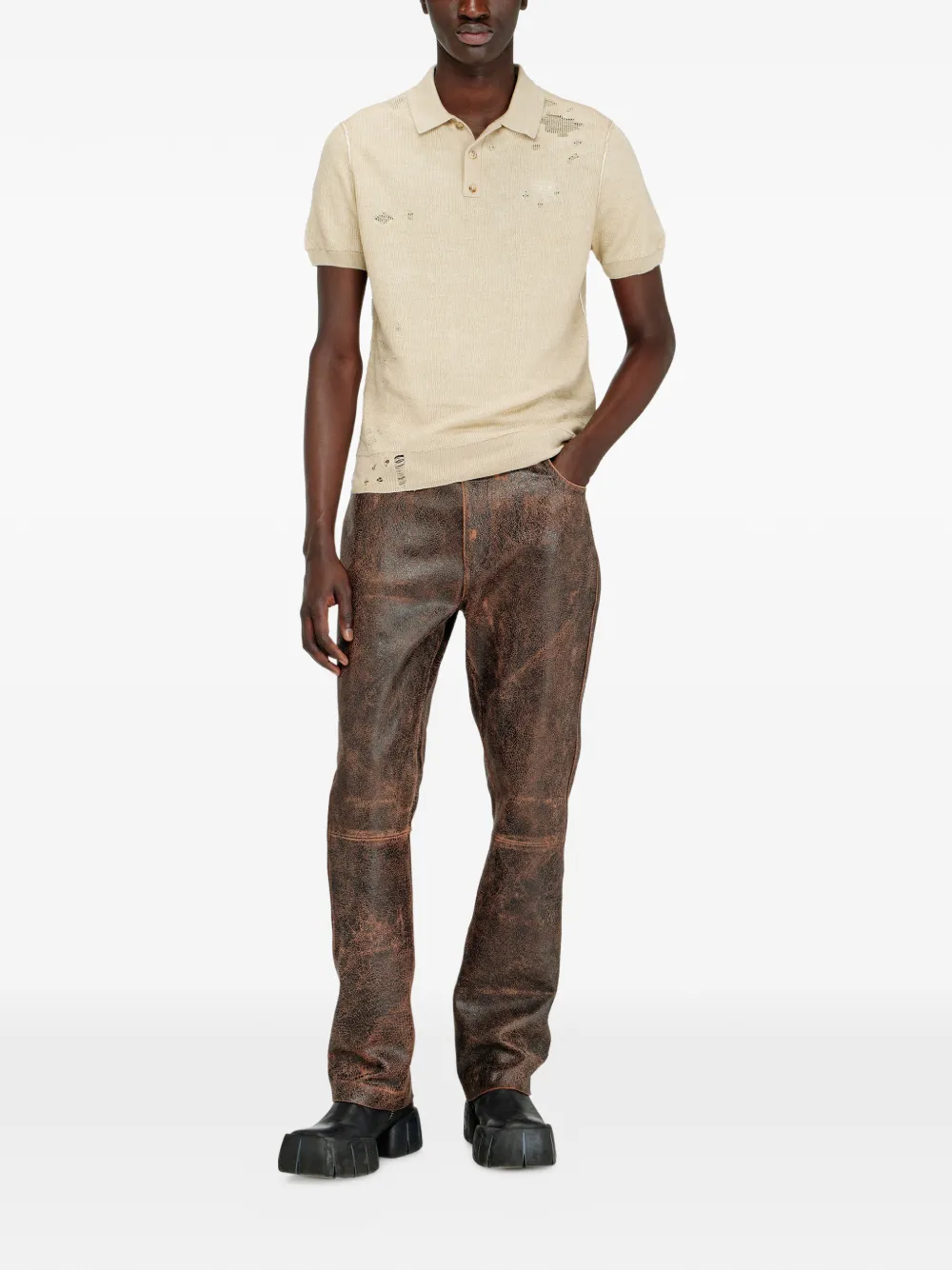 Diesel K-Danny gerafeld poloshirt met korte mouwen Beige