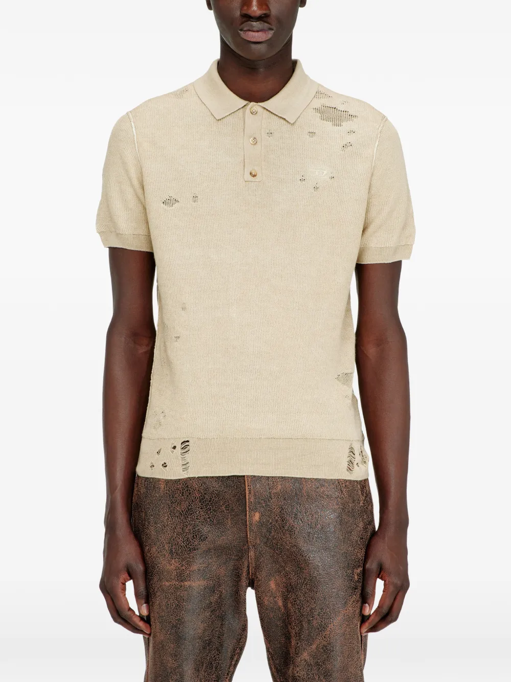 Diesel K-Danny gerafeld poloshirt met korte mouwen Beige