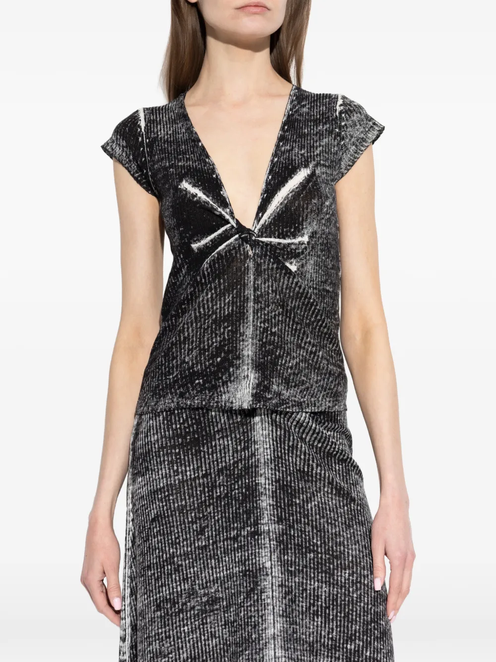 Diesel Geknoopt T-shirt met V-hals Zwart