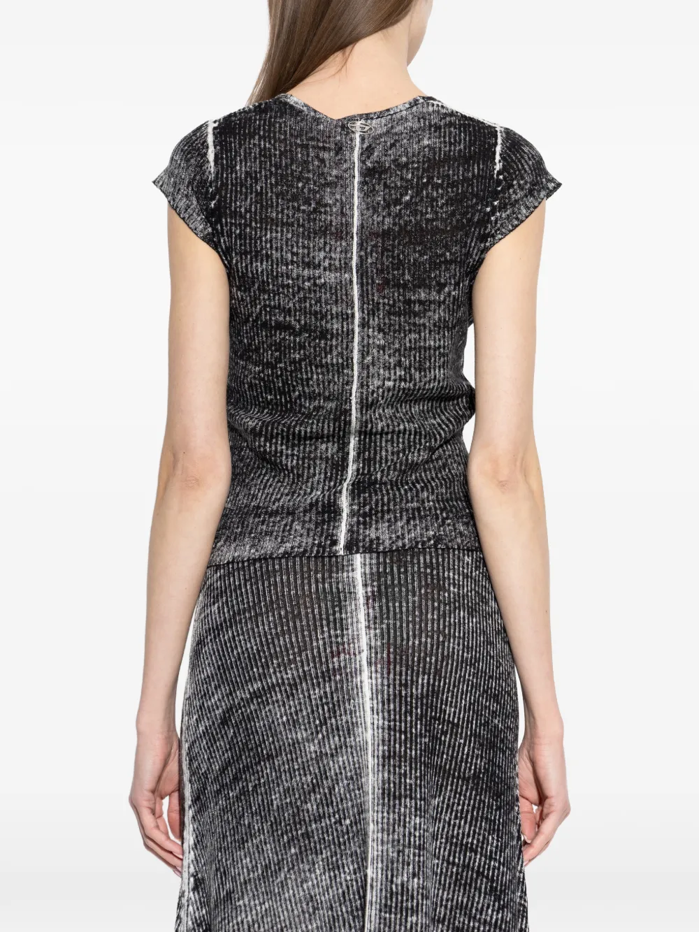 Diesel Geknoopt T-shirt met V-hals Zwart