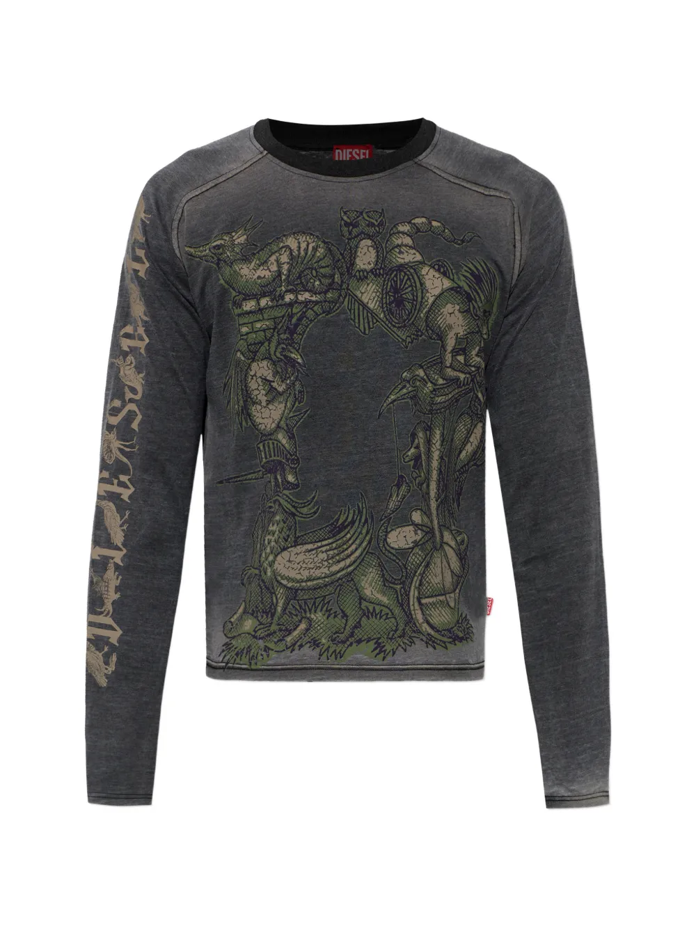 Diesel T-Jori-A long-sleeve graphic T-shirt - Grigio