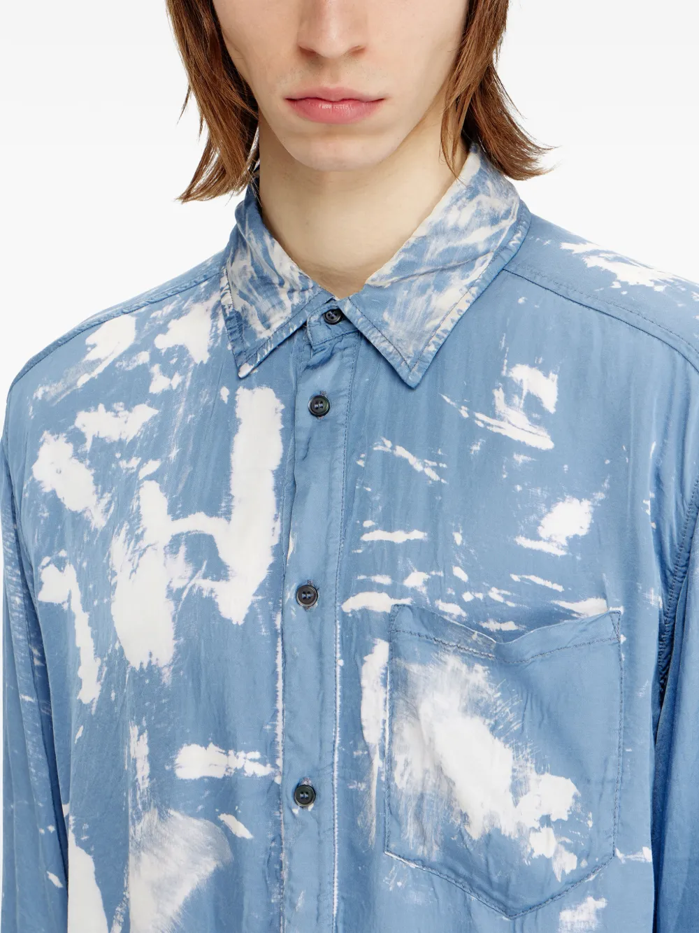 Diesel S-Ramon-Plain overhemd met zak Blauw