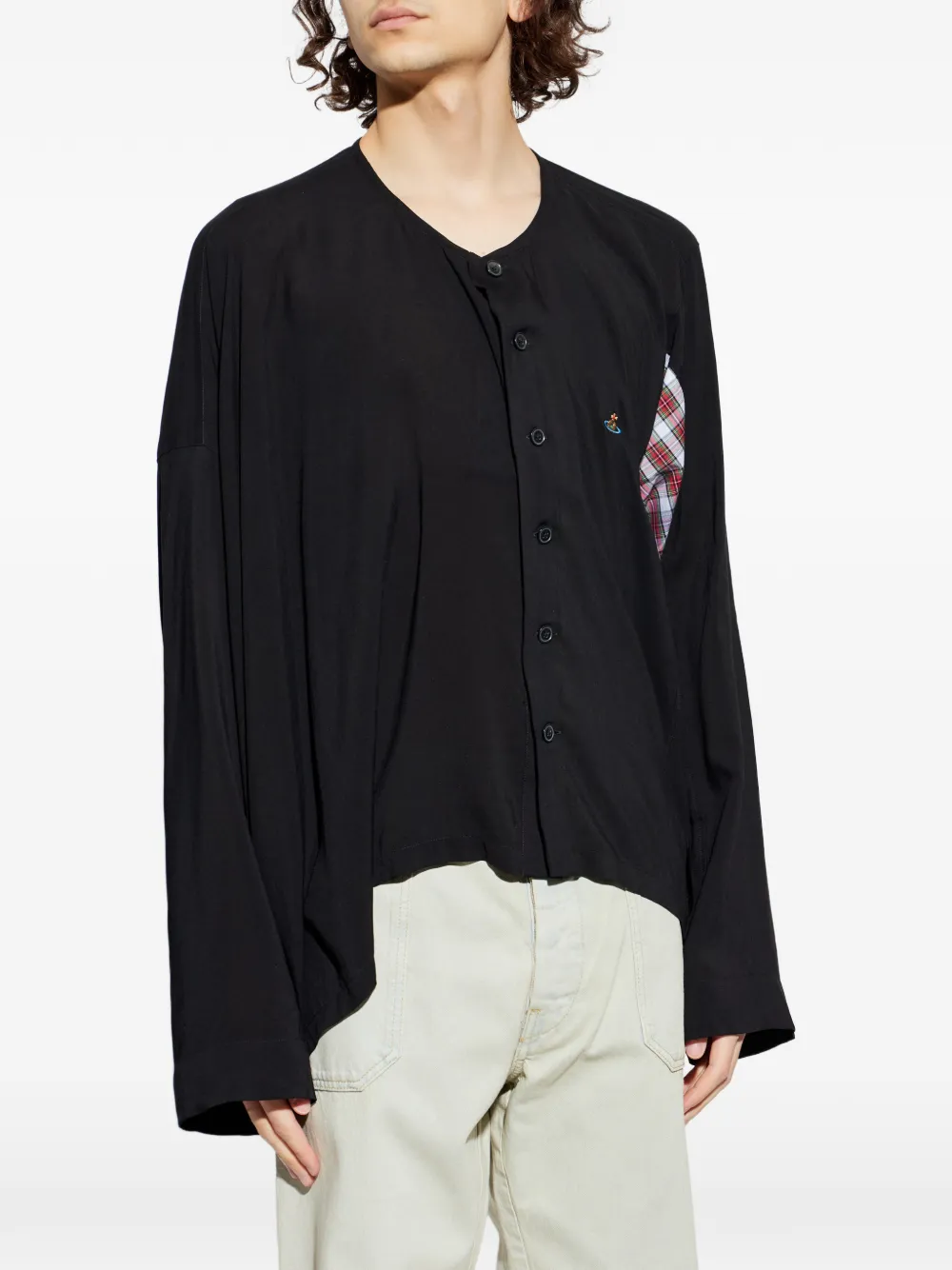Vivienne Westwood Drunken Grandad Button Tartan Shirt | Black