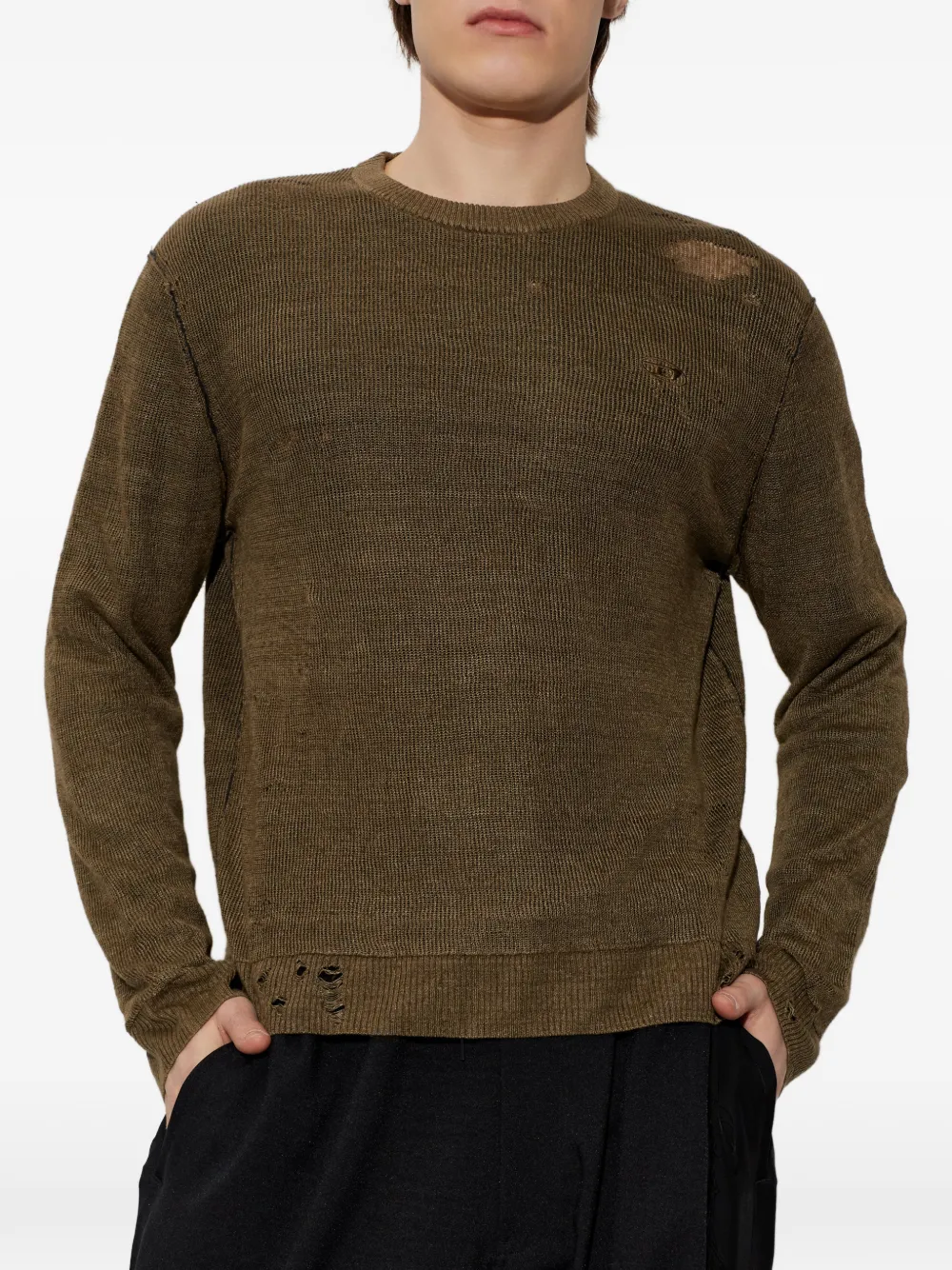 Diesel K-daianas Distressed Crew-neck Sweater - Green 