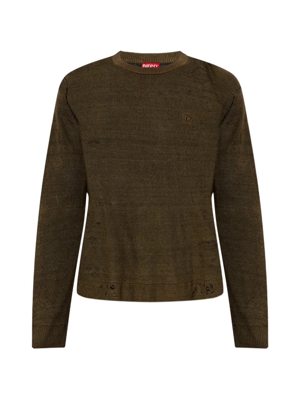 Diesel K-Daianas distressed crew-neck sweater - Verde