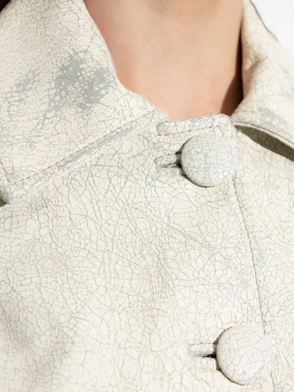 Diesel Cropped cocon jack van gebarsten leer Beige