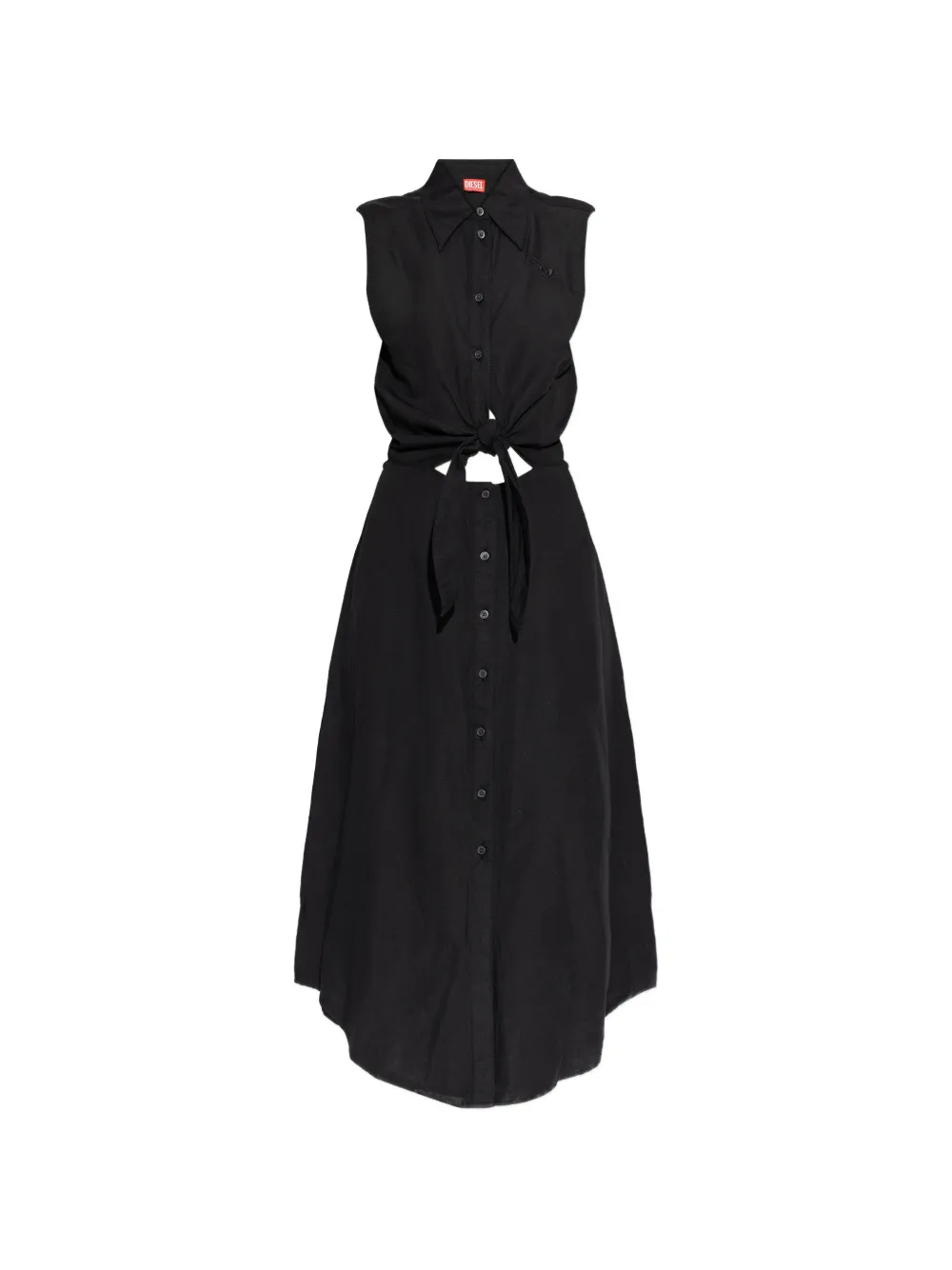 Diesel button-tie dress - Schwarz