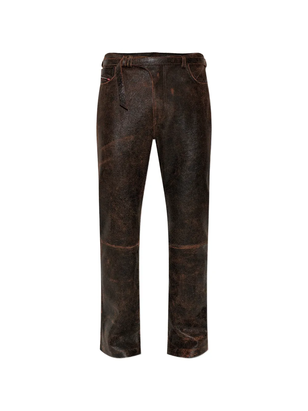 Diesel P-Nuri belt leather trousers - Marrone