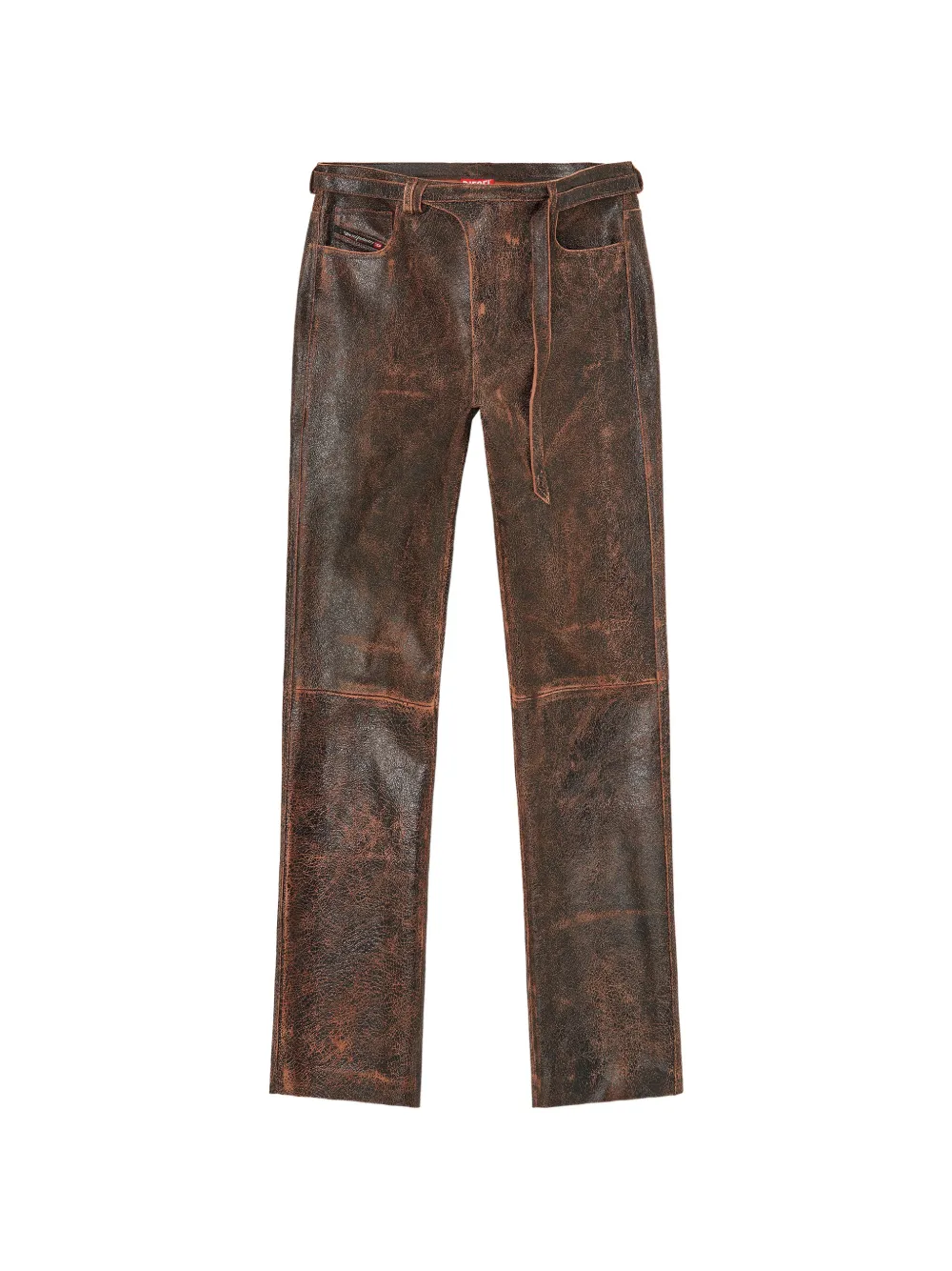Diesel P-Nuri belt leather trousers - Braun