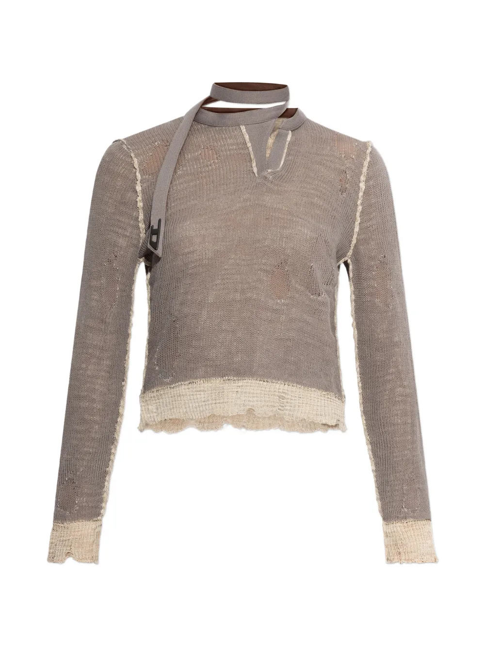 Diesel M-Dracarina frayed knitted sweater - Neutrals